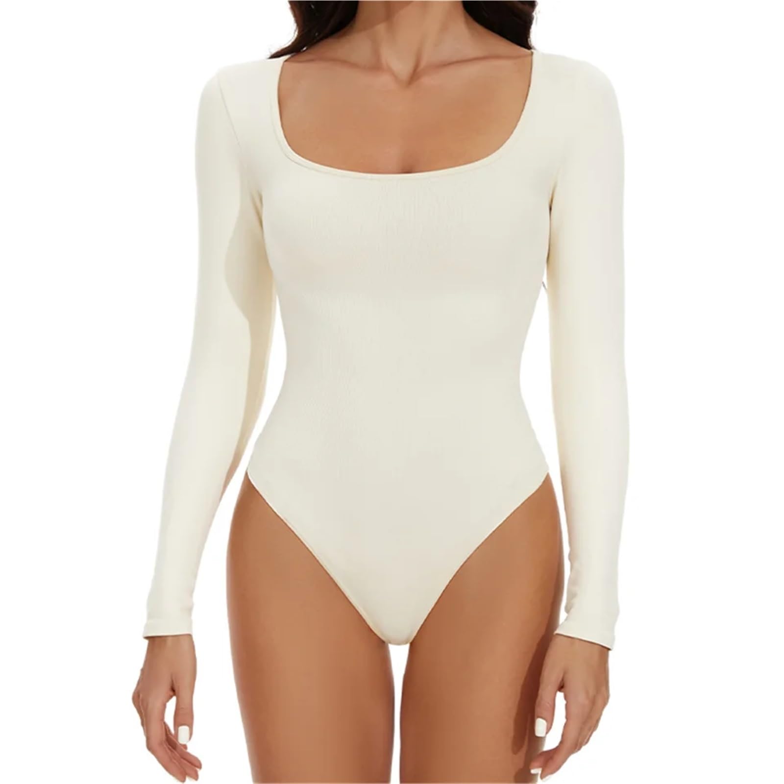Ropa Interior Reductora Ropa interior femenina, Body de una pieza con entrepierna abierta, entrenador de cintura sin costuras de manga larga, moldeador de cuerpo, faja de vientre plana(Beige,XXXL)