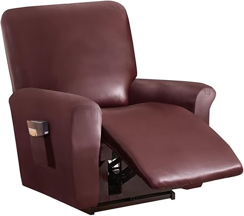 vctops 4 fundas impermeables de piel sintética para sofá reclinable, elásticas, suaves, antideslizantes, con parte inferior elástica para niños,