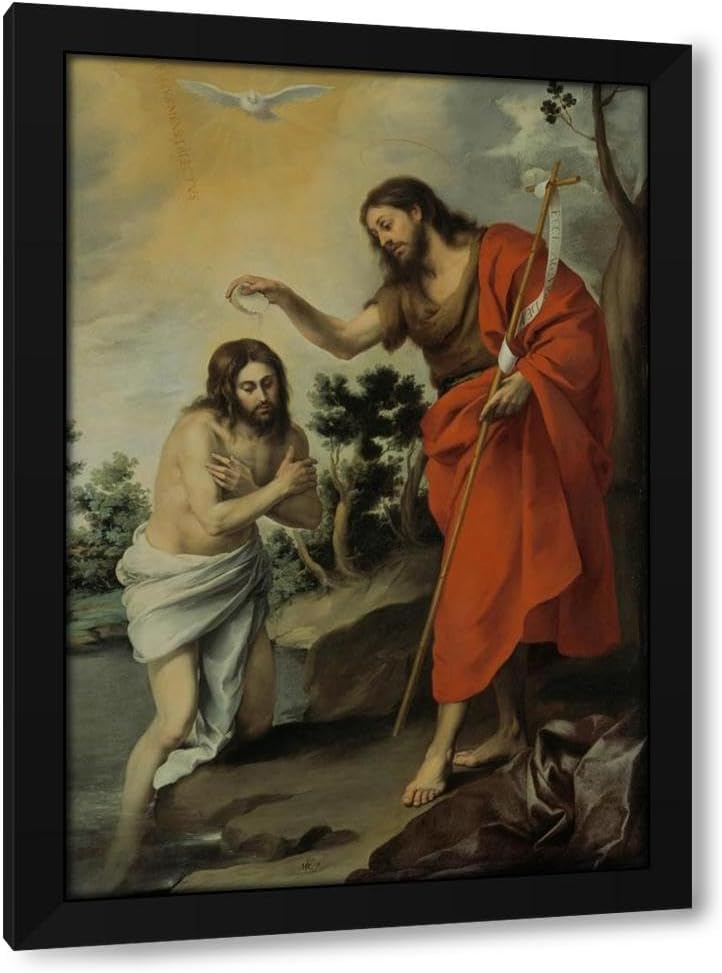 ArtDirect Bartolomé Estebán Murillo 18x24 Gallery Wrapped Canvas Museum Art Print Titled: The Baptism of Christ (1655)