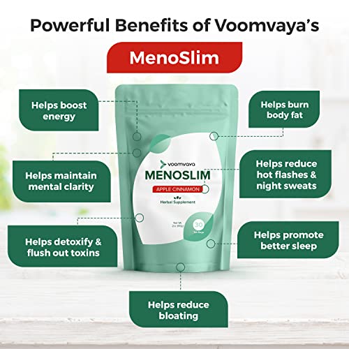 Voomvaya Menoslim - Black Cohosh For Menopause - Relief For Bloating, Hot Flashes, Night Sweats, Fatigue, Meno-Belly - Delicious Apple Cinnamon Flavor - 30 Teabags #TOP3