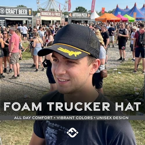 Image of Funky Junque Foam Trucker Hat, Trucker Hats for Women & Men - Blank Adjustable Snapback Mesh Back Baseball Cap