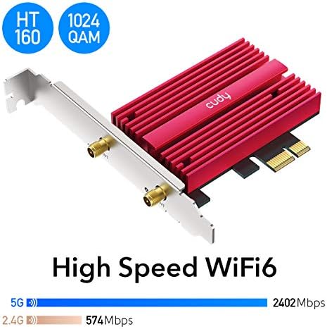 Cudy 2023 New AX5400 WiFi 6E PCIe Card, Bluetooth 5.2 PCIe Adapter, AX210 Inside,Tri Band Wireless Adapter, Bluetooth 5.2, Low-Profile Bracket, WPA3, MU-MIMO, OFDMA, Heat Sink, Windows 11, 10, WE4000