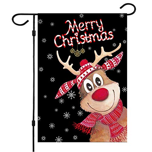 Christmas Garden Flags,Christmas Flags Double-Sided Elk Christmas House Flags 12.5 X 18 Inch Double Thickness Burlap Outdoor Christmas Flags For Christmas Garden And Home Decoration #TOP5