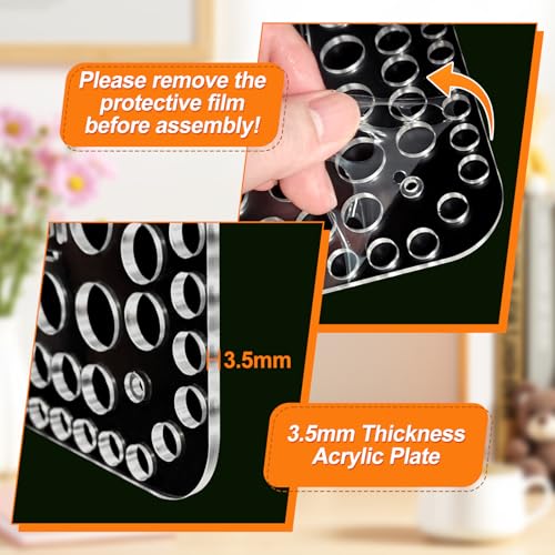 Image of Rotating Paint Brush Holder 92 Holes and Large Compartment 360 Spinning Acrylic Paintbrush Holder Organizer Artist Brush Holder Watercolor Brush Stand Rack