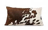 NGF Genuine Cowhide Lumber Pillows Cushion Cover - Leather Hair on 12' x 22' Throw Pillow - Handmade Leather Cushion Case with Hidden Zipper for The Living Room (TRI, 12' x 22' Inches)