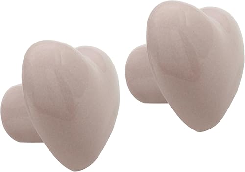 Miniatura 5 de Kemcatui Paquete de 2 pomos de cerámica rosa para gabinetes, pomos de cajón en forma de corazón para armarios de cocina y aparadores, manijas