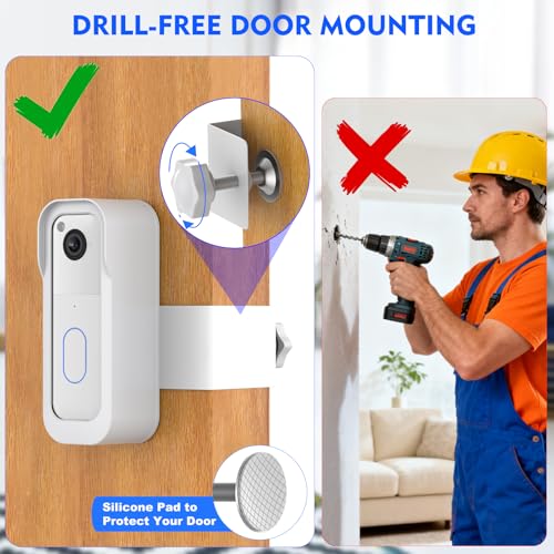 Image of Anti-Theft Doorbell Mount for Blink Video Doorbell Camera(1st & 2nd Gen), No Drill Doorbell Camera Mount No Block Sensor & Night Vision, Renter Friendly Door Mount with Rain Cover for Home Apartment