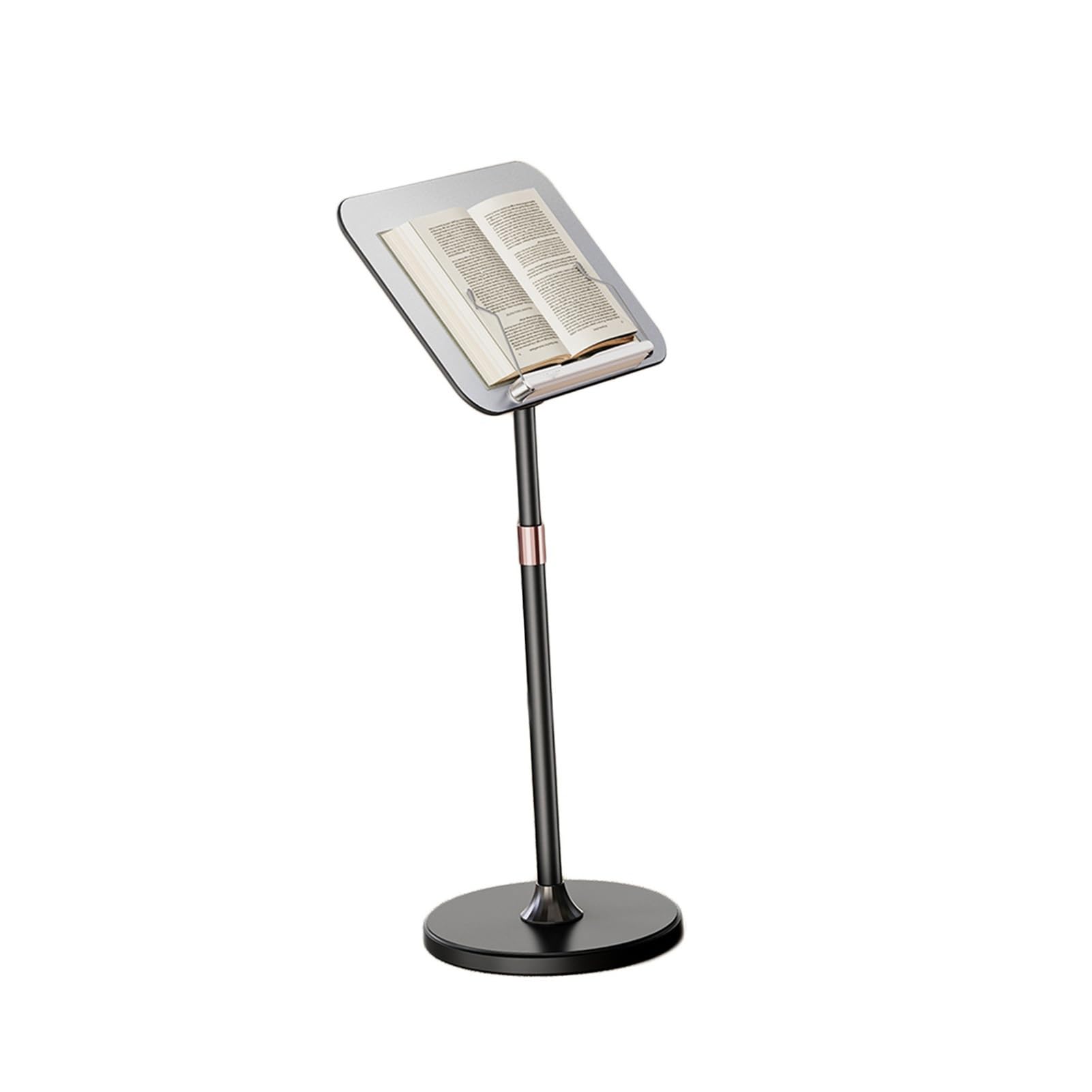 Soporte ajustable para libros con clip, atril de suelo regulable 1400mm para oficina y hogar