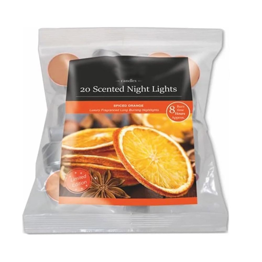 Fresh Scented Tealight Candles – Refreshing & Soothing Fragrances | Up to 8-Hour Burn Time | Premium Quality Decorative Tealights for Home Decor (Spiced Orange - Packs of 20)
