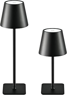 2 Pack Cordless Table Lamps Rechargeable, Battery Operated Touch Dimmable LED Lamp with 3 Color Temperatures, Adjustable Height Wireless Table Lamp for Restaurant, Bar, Bedroom
