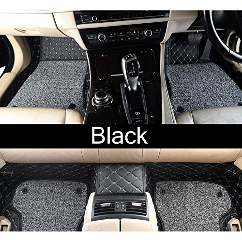 Walmotor Black Luxury 7D Car Foot Mats Car Floor Mats Faux Leather