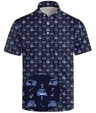 MDLBNSI Funny Golf Shirt for Men Funny Golf Polo for Men Performance Polo Shirts Funny Gifts Cart Seat Blue XL
