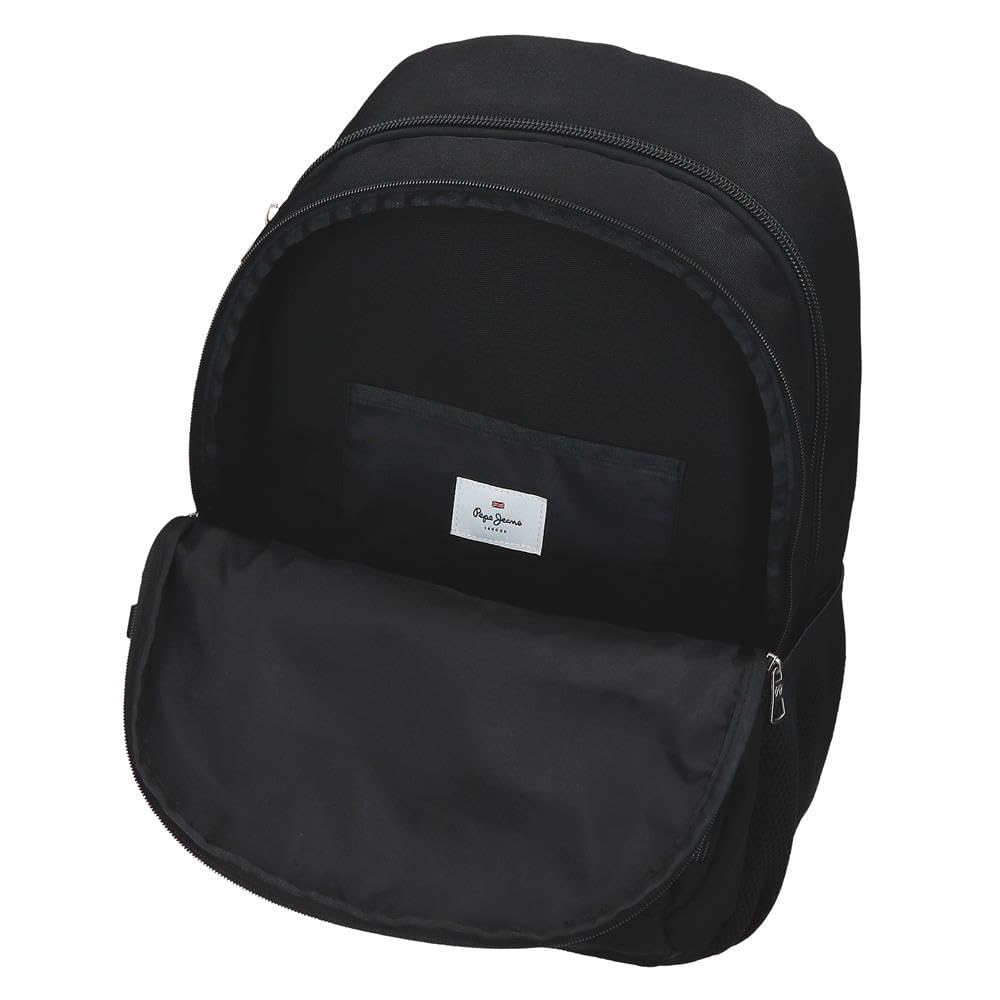Pepe Jeans Edward Sac à Dos Scolaire Ordinateur Portable 15,6 Pouces Noir 33x46x15 cm Polyester 22,77L by Joumma Bags