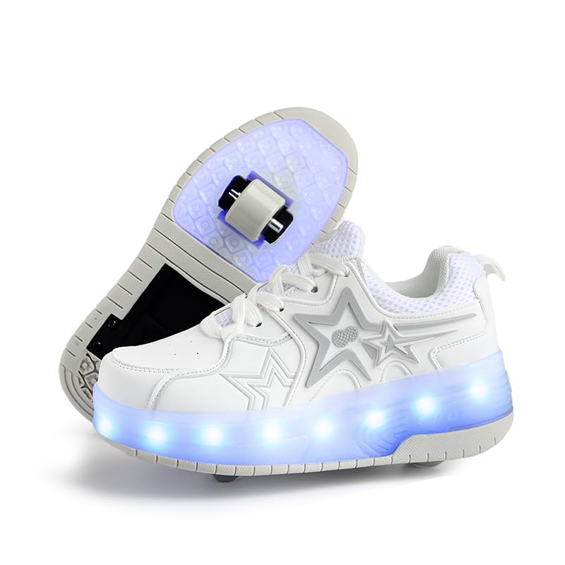 Pairduck Retractable Roller Shoes & Girl Sneaker, Adjustable Roller...