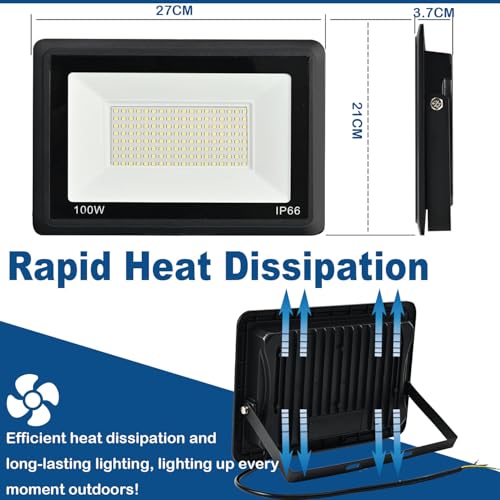 Niserelesa Focos LED Exterior 100W, IP66 Impermeable Foco Proyector LED, Blanco Frío 6500K 10000 Lumen Floodlight para Casa, Garaje, Patio, Terraza, Campo - imagen 5