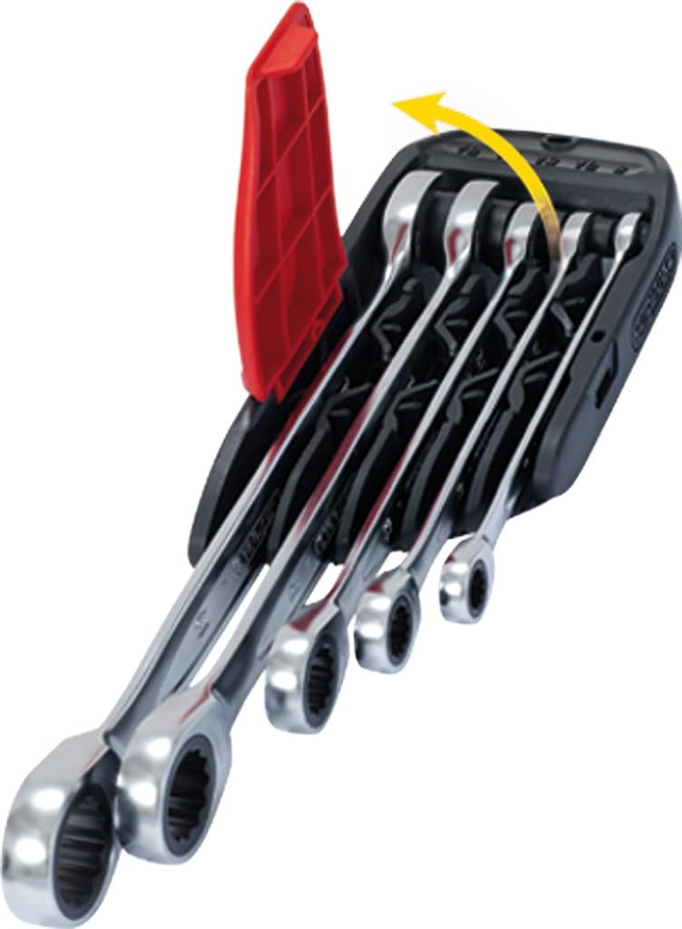 KS Tools 503.5905 DUOGEAR+Zestaw kluczy płasko-oczkowychz2-stronną funkcją grzechotki, przełączane