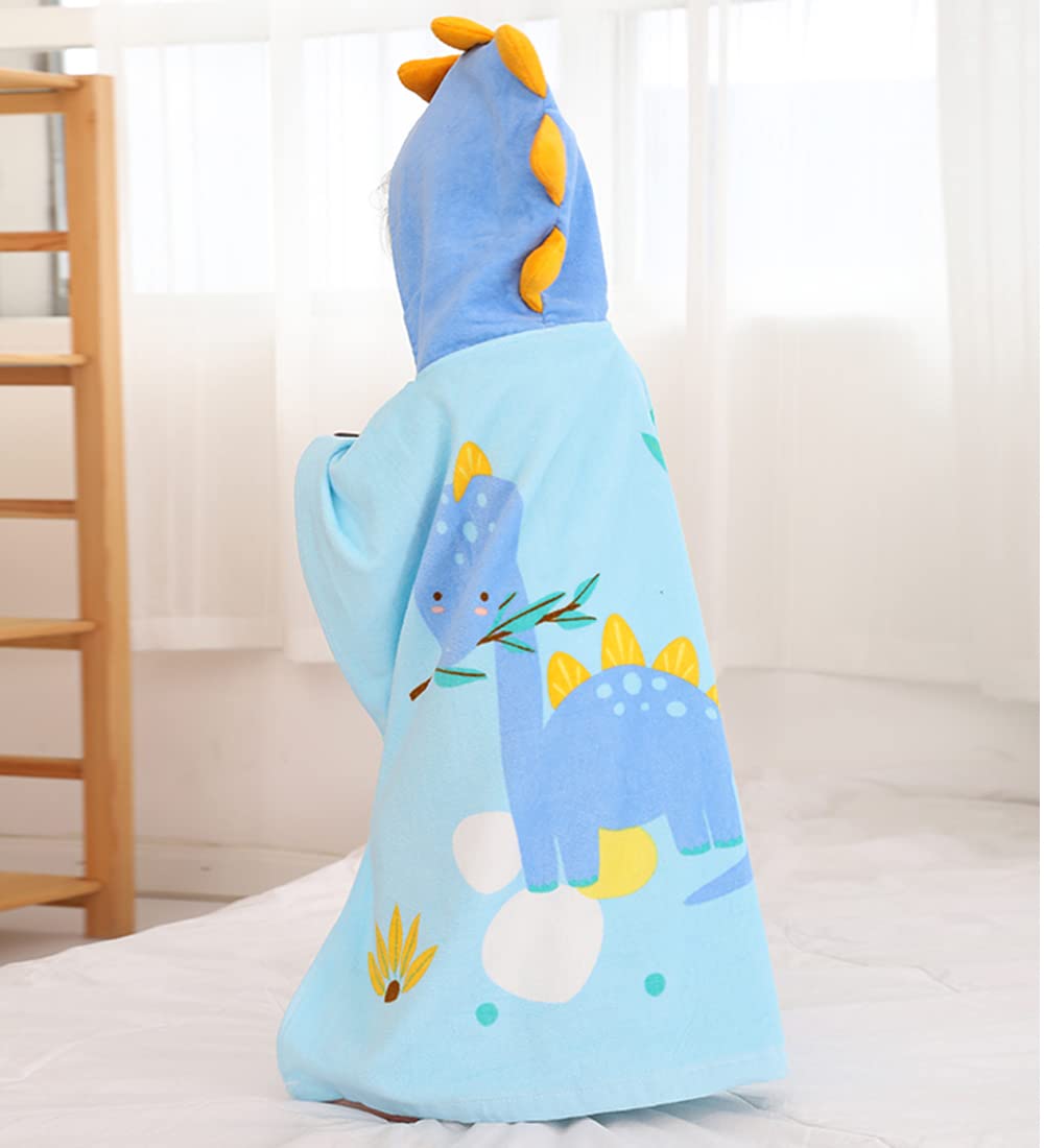 Asciugamano Poncho con Cappuccio per Bambini Telo mare da Bagno con Cappuccio Accappatoio in Morbido Cotone Assorbente per Ragazzi e Ragazze