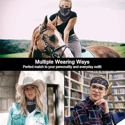 FonVan 4 Stücke Multifunktions-Bandana Gesichtsmaske für Damen & Herren - Elastisches Schlauchtuch als Mundschutz, Halstuch, Balaclava - Für Outdoor, Sport, Ski, Motorrad, Radfahren, Wandern, Laufen