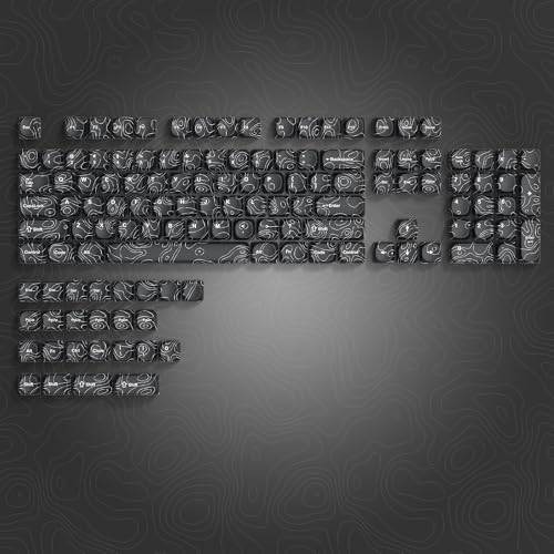 Image of dagaladoo Black Keyboard keycaps,PBT keycaps Topographic