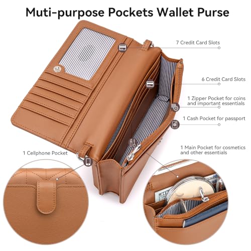 Image of nuoku Women Small Crossbody Bag Cellphone Purse Wallet with RFID Card Slots 2 Straps Wristlet
