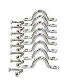 Amarine Made Pack of 8 Stainless Steel Bimini Boat Top PAD Eye, Eye Straps, Tie Down, Kayak Deck Loops, Tie Down Anchor Point, footman's Loop for Kayak Canoe Rigging