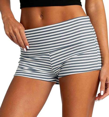 Image of Women Low Waist Lounge Shorts Fold Over Skinny Pajamas Shorts Summer Casual Pj Bottom Sleep Shorts