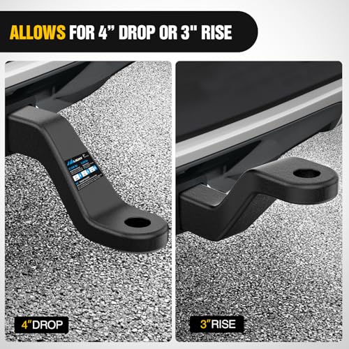 Image of Nilight Forged Trailer Hitch Mount Fits 2 Inch Receiver Square 5 /8 inch Hitch Pin Clip 17000 lbs 4 inch Drop, 1-1 /4 inch Hole, Gloss Black Powder Coat