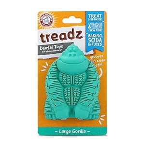 Arm & Hammer for Pets Super Treadz Gorilla Dental Chew Toy for Dogs – Dog Dental Toys Reduce Plaque & Tartar Buildup Without Brushing – Safe for Dogs up to 35 Lbs