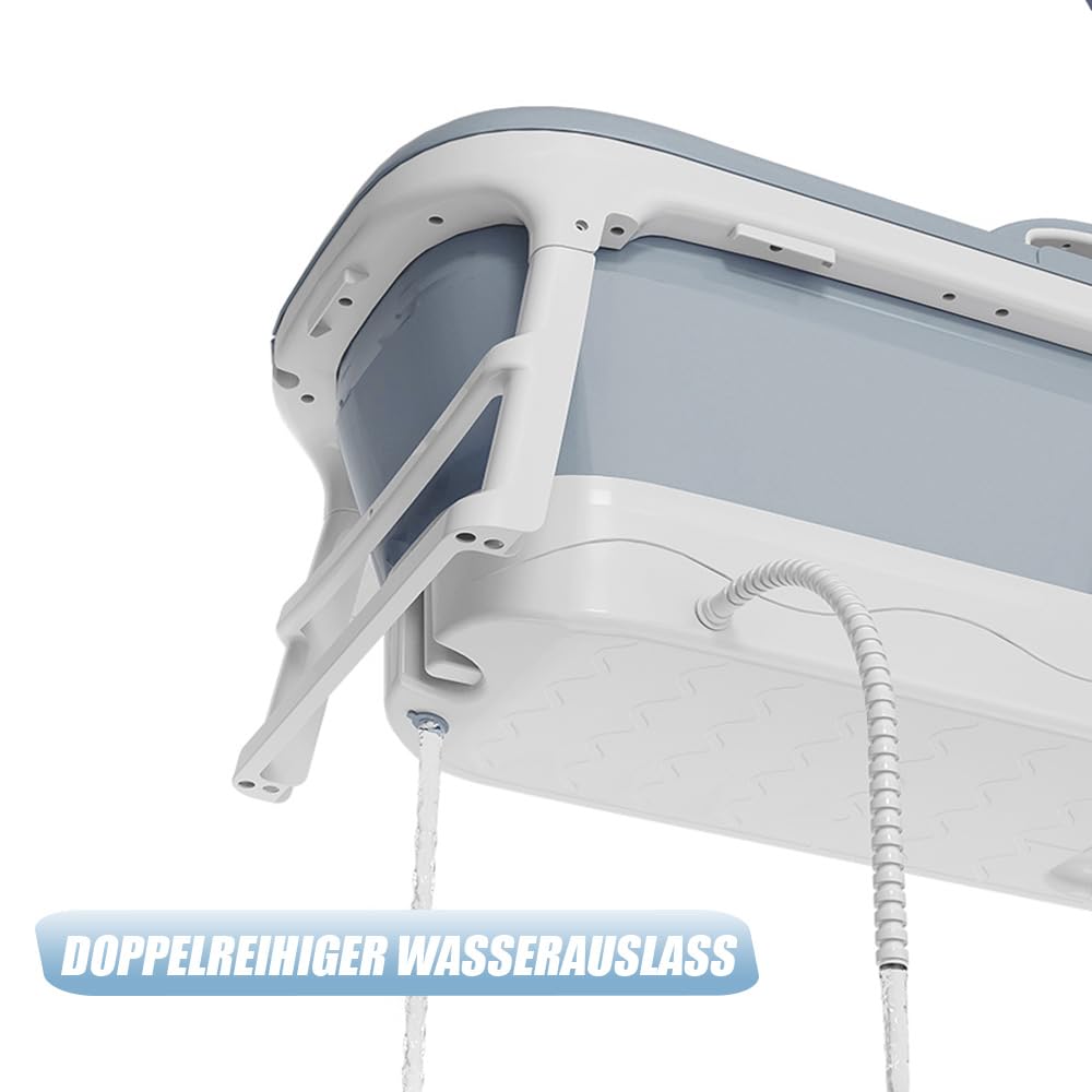 Baignoire pliable pour adulte XXL 118 * 60 * 53cm, Baignoire portable pliable avec couvercle, repose-tête et rouleau de massage, baignoire pliable pour salle de bains (GRIS)