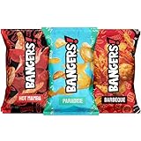 BANGERS! Caffeinated Potato Chips Variety Pack | 6 Bags - Hot Mamba, Paradise, Barbeque | 50mg Caffeine Per Bag | Bold Flavored Energy Chips for Late Nights, Long Shifts, Road Trips & On-the-Go | Real Potato Chips | 2.5 oz Each (Pack of 6, Variety)