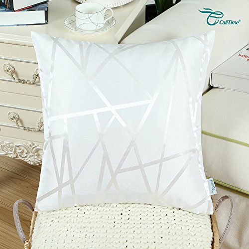 Housse de coussin géométrique blanc 40x40 lot de 2 CaliTime canapé - 4