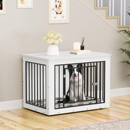 YITAHOME 38.2" Dog Crate Furniture 2-in-1 Iron-Wood Fusion up to 60 lb by YITAHOME - Used condition - Image 2