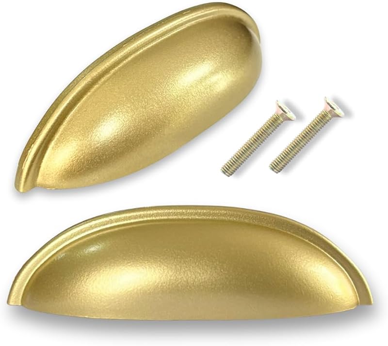 Kit 4 Puxador de Gavetas Móveis Portas Armários Cômodas Concha Metal Premium (Dourado Fosco)
