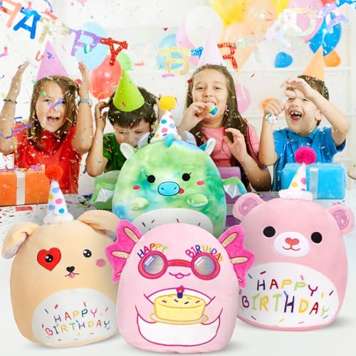 BSTAOFY Happy Birthday Axolotl Soft Plush Pillow Cute Axolotl Stuffed Animal Birthday Party Decorations Home Decor Birthday Gift for Toddler Kids Girls,12\'\' - Thumbnail 6