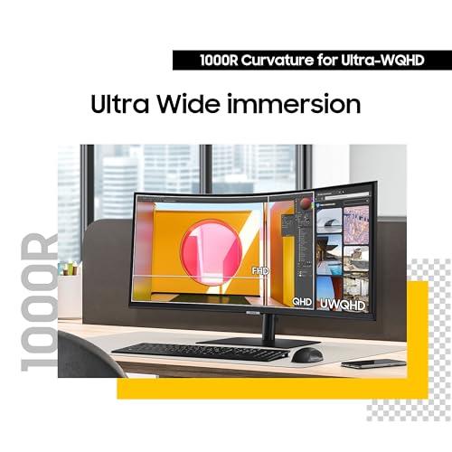 Image of Samsung 34 inch ViewFinity S65UC, Ultra-WQHD, 100Hz, AMD FreeSync HDR10, KVM Switch Built in Speakers with USB-C Curved Monitor, LS34C654UANXGO, 2025
