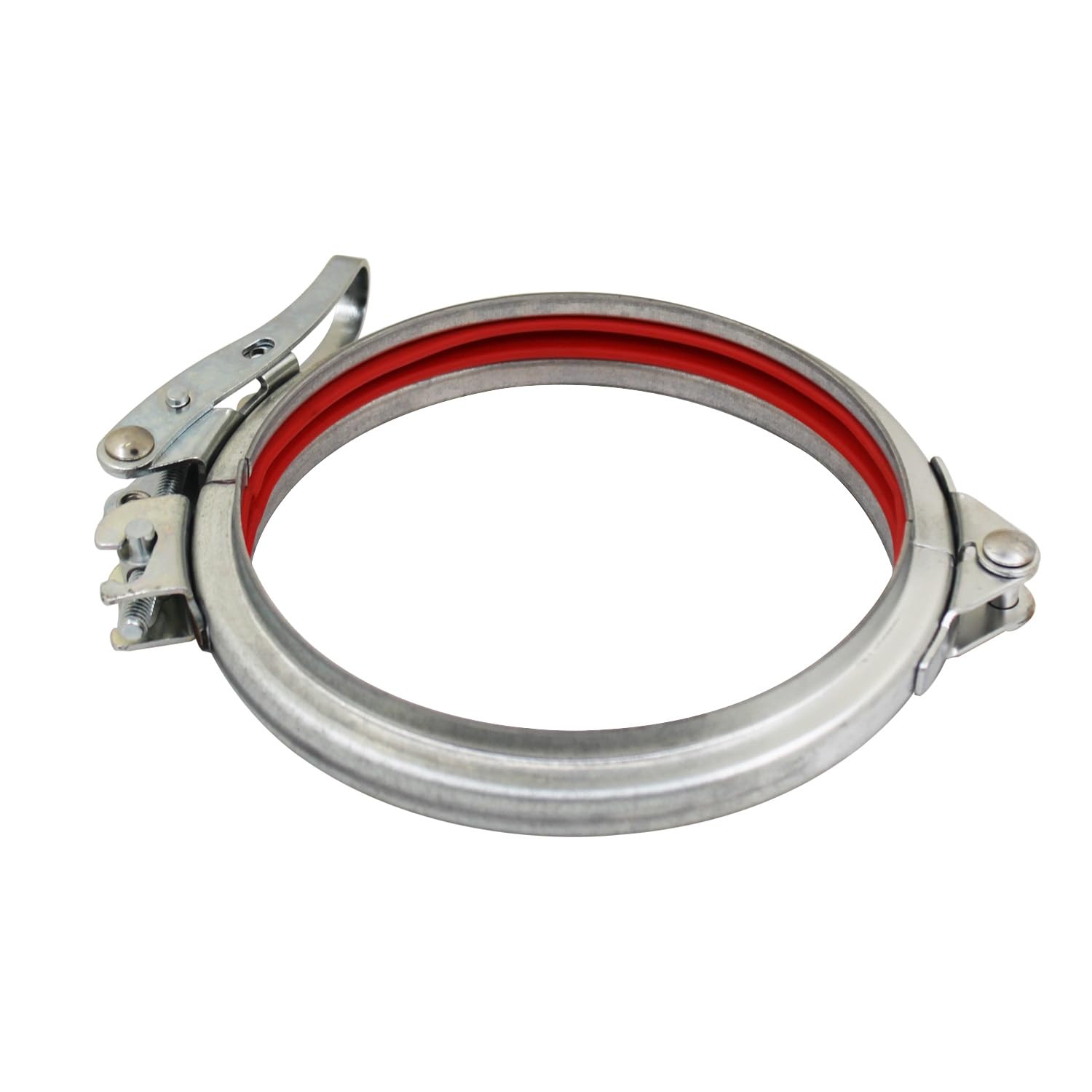 Collier de serrage rapide acier inoxydable pour tuyaux d'echappement cerclage pour fût conduit vmc avec joint en caoutchouc réglable pour tube rond plomberie ajustable autobloquant inox (ID180mm)