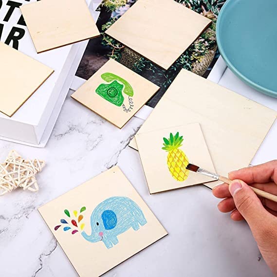 Skyvilla DIY MDF Wooden Coasters Set of 20 | Mixed Shape Cutouts for Painting | Resin Art Decoupage Mandala Craft & Pyrography | Smooth Finish Plain MDF Craft Boards for DIY Coaster Making 1
