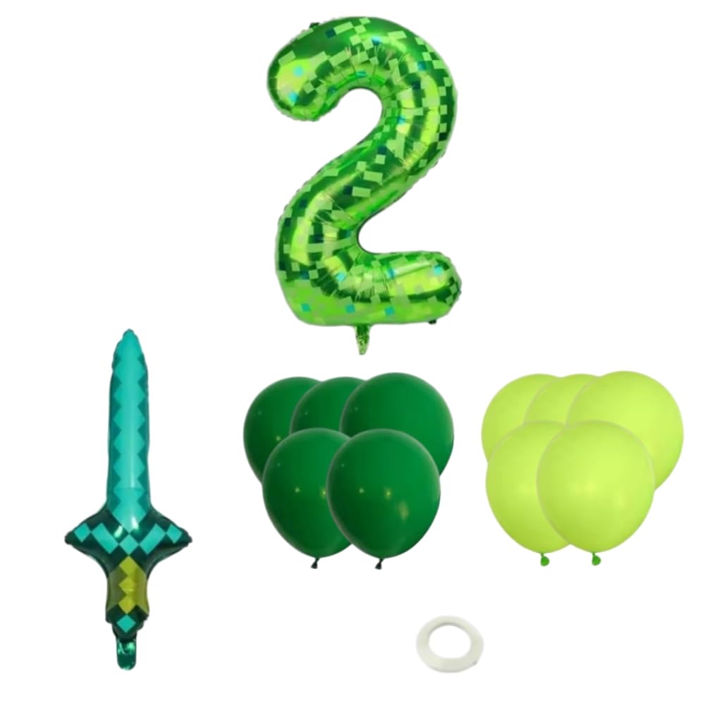 Fashion Yo 13pcs Minecraft Foil Balloons Birthday Party Congratulations balloons Shower Party Decorations Party Suppiles Accessories Theme (Minecraft Number 2)