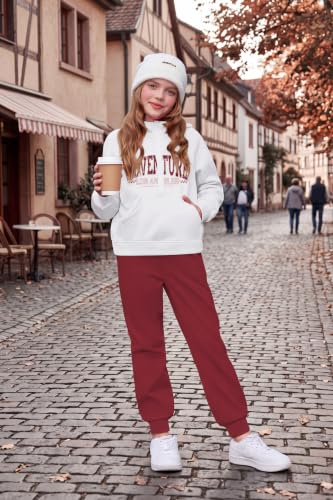 Image of Arshiner Girls 2 Piece Outfits Sweatsuit Half Zip Sweatshirt and Sweatpants