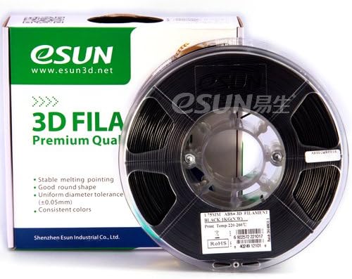 eSUN 1.75mm Black ABS 3D Printer Filament 1kg Spool (2.2lbs), Black