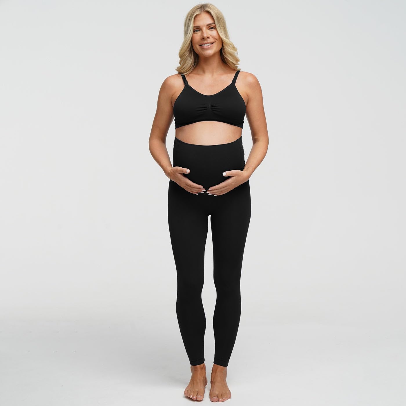 creamy fabrics Schwangerschafts Leggings Damen nahtlos mit hohem Bund | Weicher Viskose Stretch mit flexiblem Bauch Einsatz für sanften Halt und Komfort während der gesamten Schwangerschaft