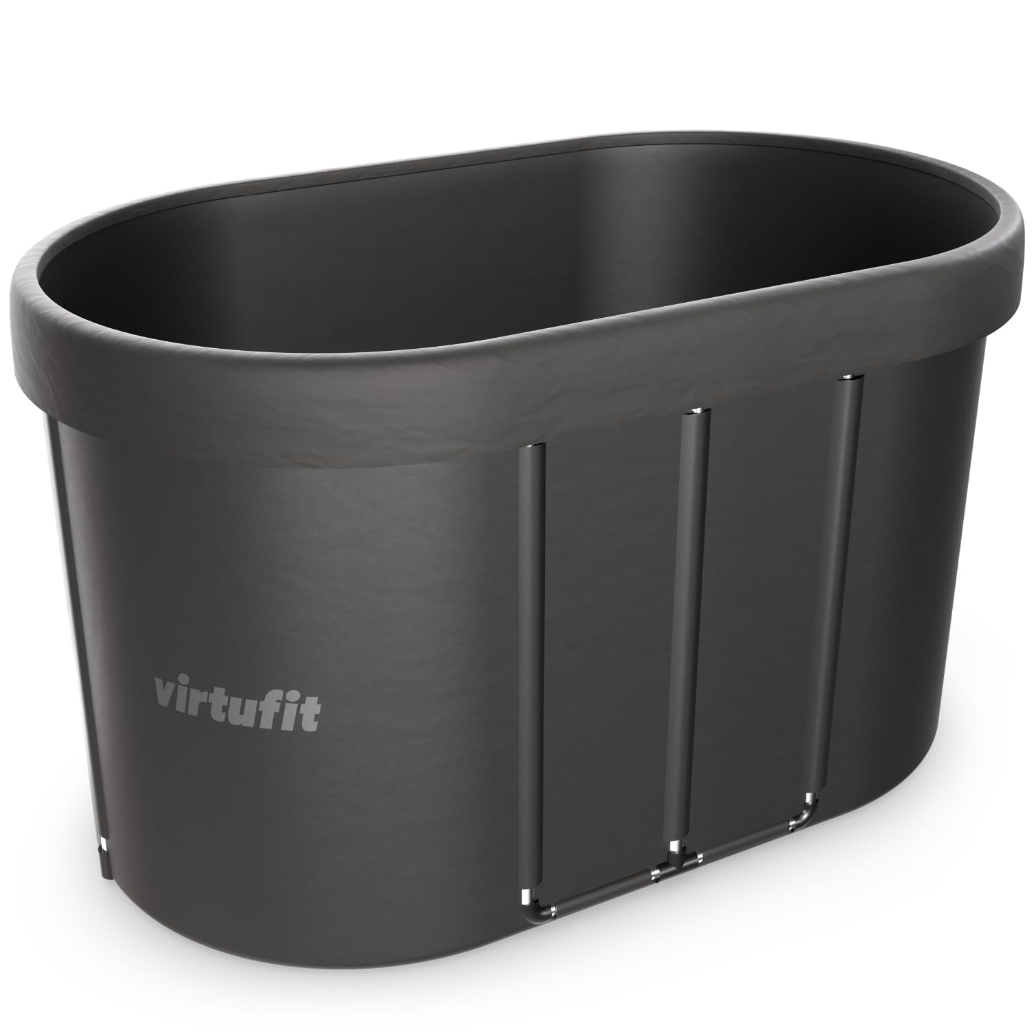 VirtuFit Baño de hielo ovalado de 500 l – Piscina de agua fría Ice Bath para regeneración y recuperación muscular, plegable, aislamiento de 5 capas, incluye accesorios, exterior e interior, antracita