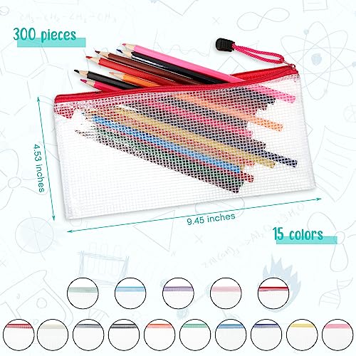Zhehao 300 Pcs A6 Mesh Zipper Pouch Bulk Multipurpose A6 Pouches with Zipper Waterproof Pouches Small Plastic Bags for School Office Organization 9.45" x 4.53"(Mix Color) by Zhehao - Used condition - Image 2