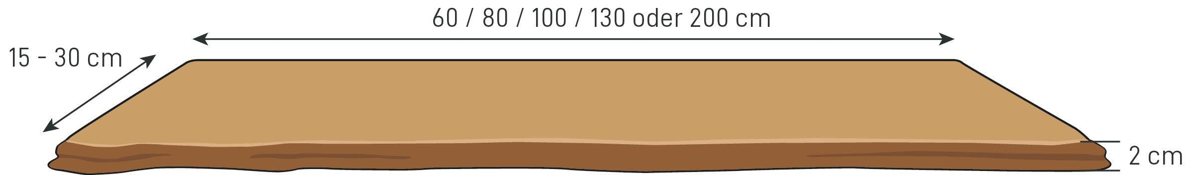 1 x designerska półka regałowa Live Edge dąb | lite drewno naturalne, dno regału, krawędź drzewa, regał wiszący, półka ścienna do salonu (20-25 cm G, 200 cm szerokość)