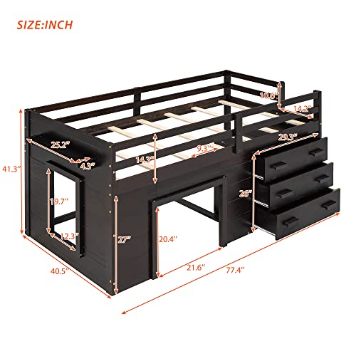 Ballcasttwinsizelowloftbedwithsafetyguardrailstairwoodenbedframewcabinetshelfsolidconstructionnospringboxneededfurnituresetforboysgirlskeensstudybedroomespresso  Urban Country Home Decor Ball cast twin size low loft bed with safety guardrail stairwooden bedframe wcabinet shelfsolid constructionno spring box neededfurniture set for boys girls keens study bedroomespresso  urban country home decor