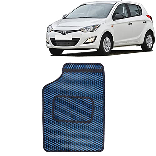 Image of Kingsway Dotted Design Car Floor Foot Mats Universal Fit for Hyundai I20, Model Year : 2011-2014, Water and Dustproof, Color Blue, Set of 5 Pieces