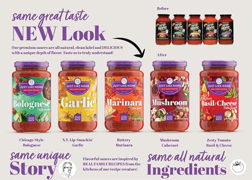 Just Like Home Kitchen Recipes 300605 Just Like Home Premium Pasta Sauce 25Oz - Chicago-Style Bolognese - Versatile & Socially Responsible Meat Sauce - Homemade Taste thumb #1
