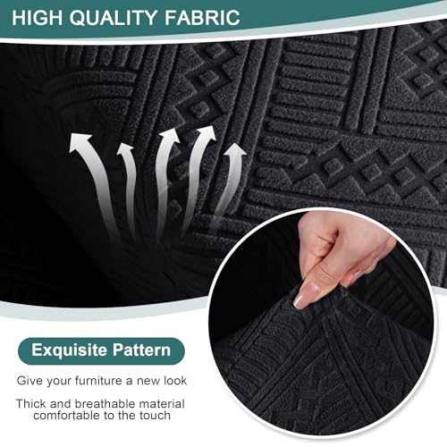 Image of Ruaozz Recliner Sofa Covers Recliner Chair Covers Recliner Covers for Reclining Chair with Pockets Washable Furniture Protector with Elastic Bottom (1 Seater, Black)