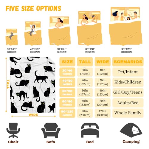 Black Cat Blanket Halloween Black Cat Gifts for Girls Pet Blankets - image 5