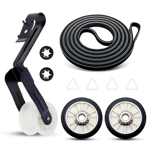 Dryer Repair Kit Drum Rollers 14210017 Belt 341241 Idler Pulley 14210023 Replacement For Amana NED4655EW1 NED4600YQ1 4GNED4600YQ1 NED4600YQ0 NGD4655EW2 NED4500VQ0 NED4500TQ0 NED4800VQ0 NED4700YQ1